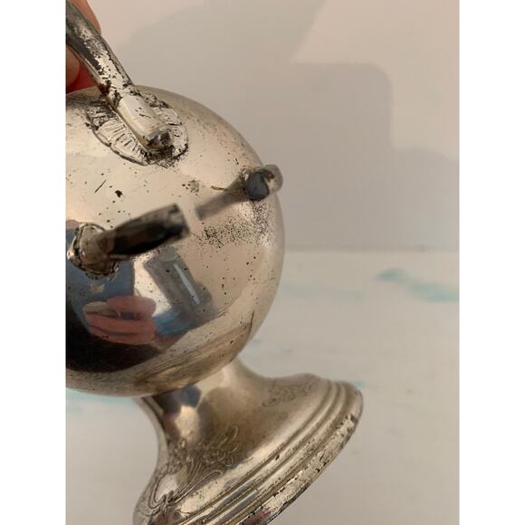 Vintage Raimond Sugar Scuttle with Scoop Silverplate with Zinc Alloy Lining Flor - Picture 7 of 10